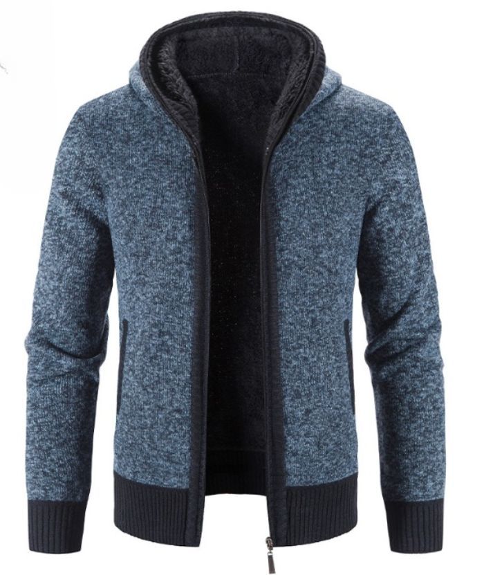 ZITY Men's Knitted Long Sleeve Full Zip Up Plus Size Casual Hoodie-DUMSW05059|Zitysports