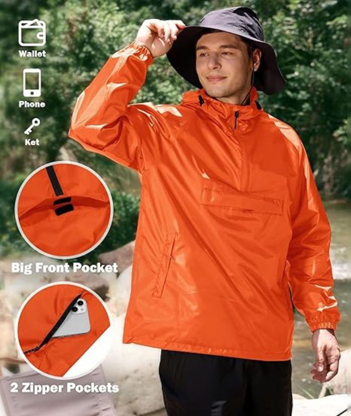 ZITY Men's Waterproof Lightweight Packable Rain Jacket-CUMRC04444