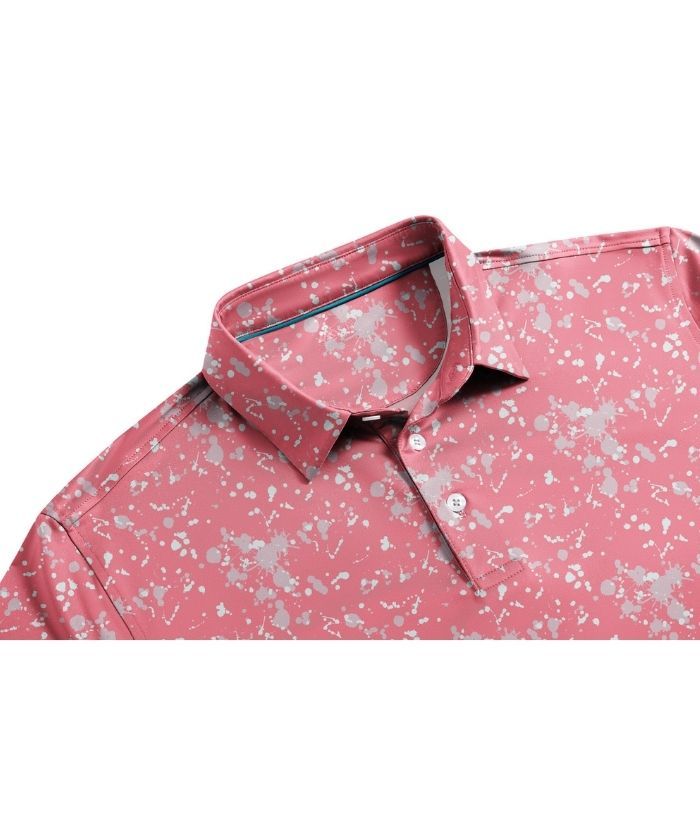 ZITY Men's Button Up Slim Fit Printed Polo Shirt-CUMPO05195