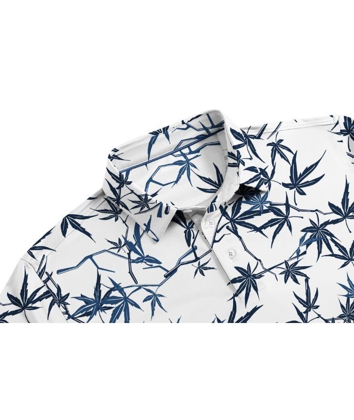 ZITY Men's Button Up Slim Fit Printed Polo Shirt-CUMPO05195