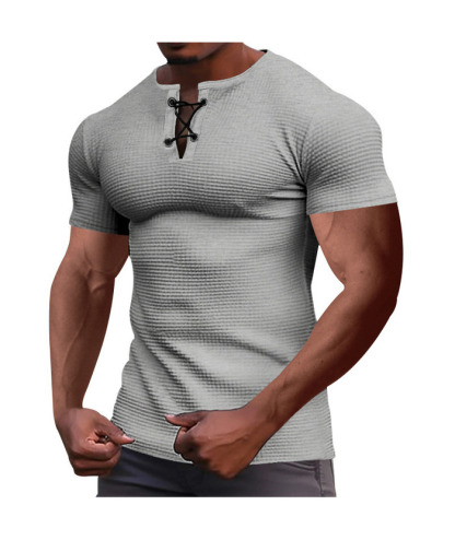 ZITY Men's Drawstring Neck Waffle T-shirt-ZPK010609 | Zitysports