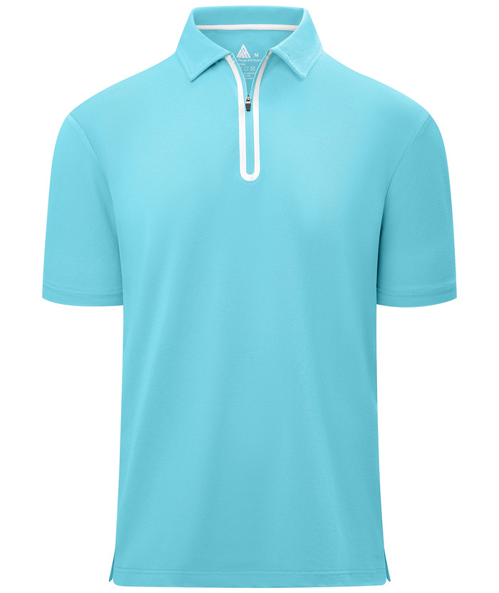 ZITY Men's Zip Up Golf Polo Short Sleeve Moisture Wicking Shirt S-3XL-ZPK007845|Zitysports