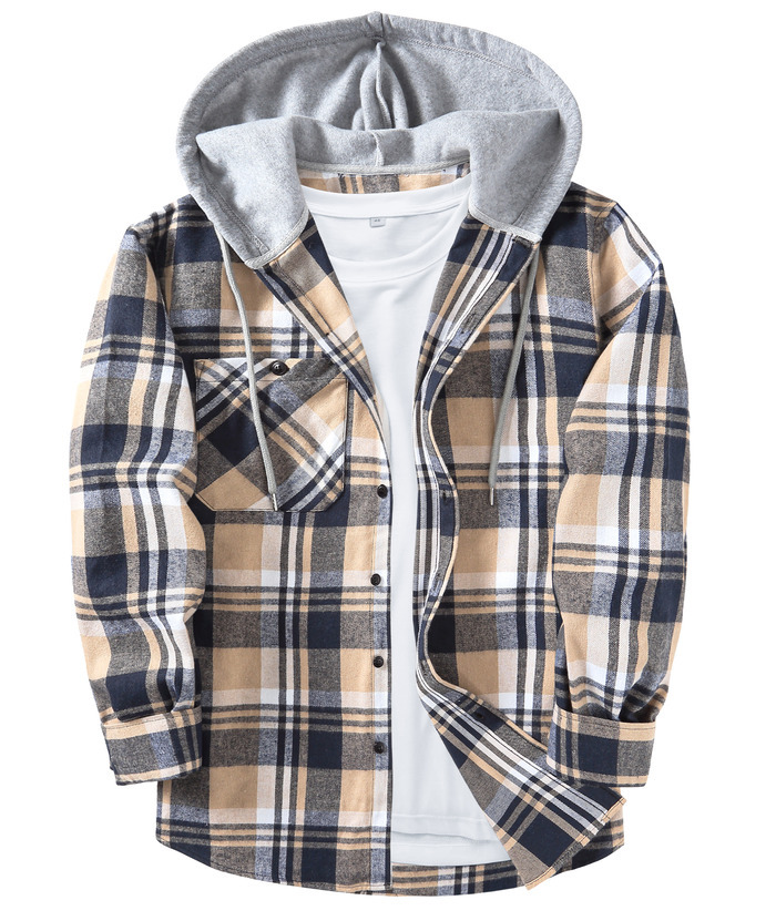ZITY Men's Plaid Hooded Long Sleeve Button Down Flannel Shirt-ZPK000014 | Zitysports