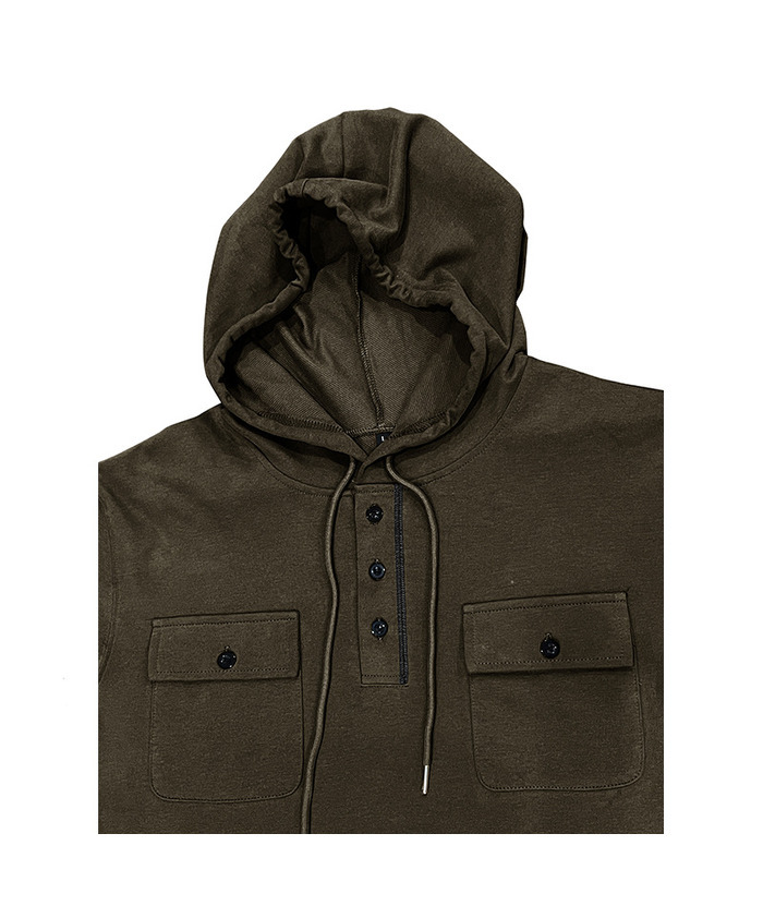 ZITY Men's Solid Chest Pockets Button Hoodie-DUMHD04858 | Zitysports