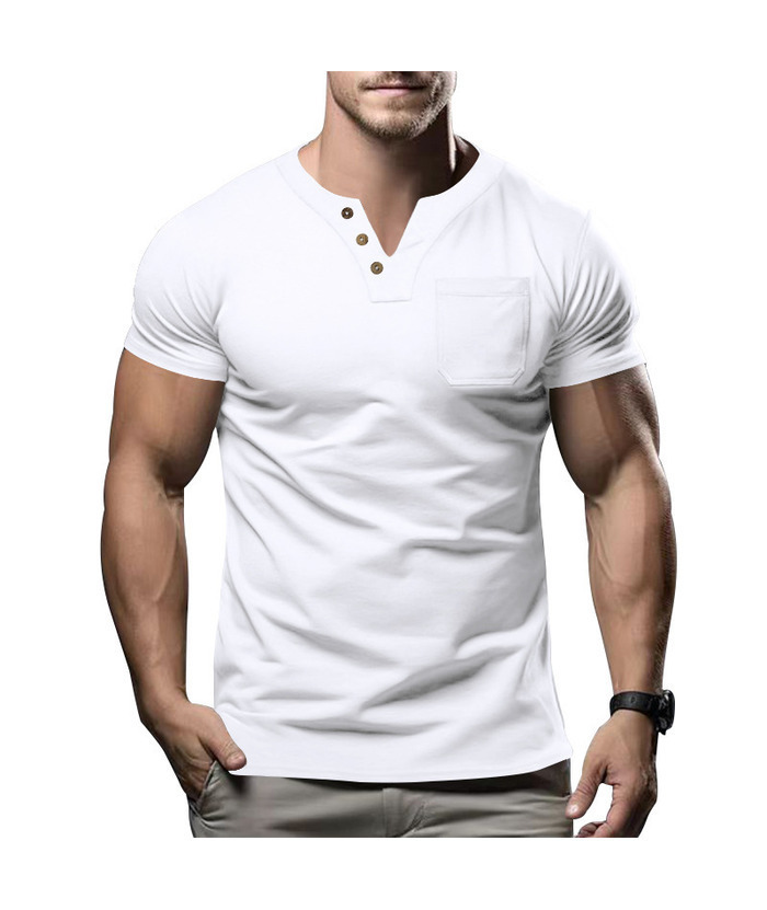 ZITY Men's Summer Casual V-Neck Slim Short Sleeved Trendy T-shirt-ZPK010594|Zitysports