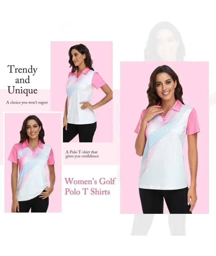 ZITY Women's Quick Dry Short Sleeve Button Up Polo Shirt-ZPK003076 | Zitysports