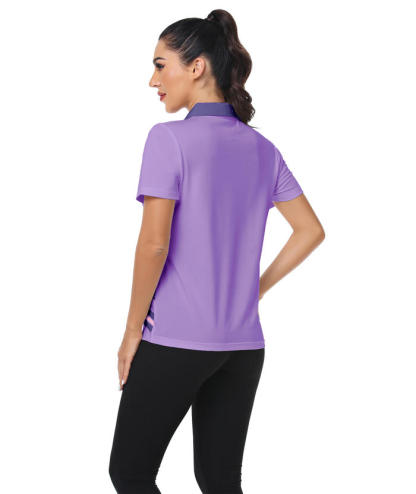 ZITY Women's Slim Fit Fit Stripe Pattern Golf Polo Shirt-CFWTX00040