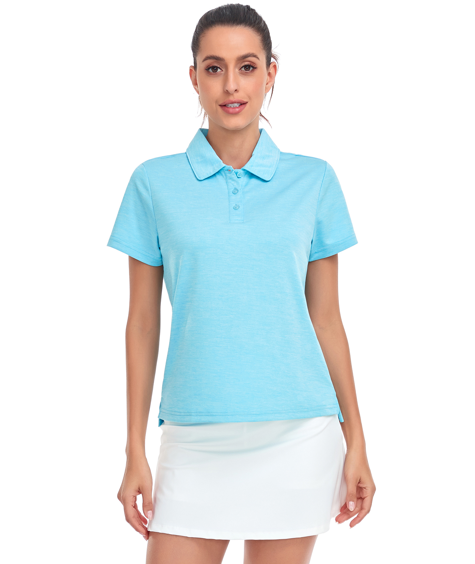 ZITY Women's Solid Color Sports Slim Fit Polo Shirt-CUWPO01554