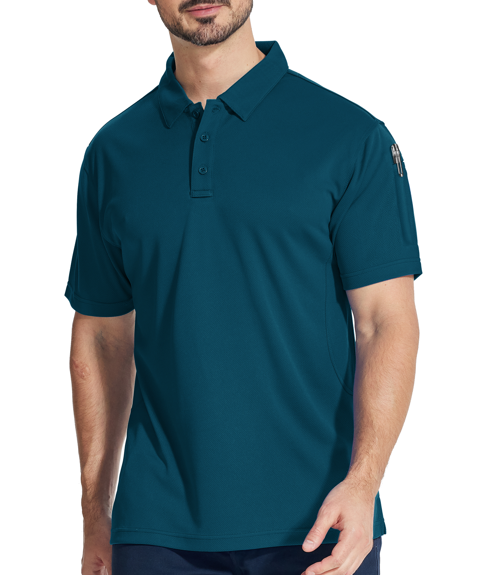 ZITY Men's Slim Fit Button Up Golf Polo Shirt-CUMPO03930