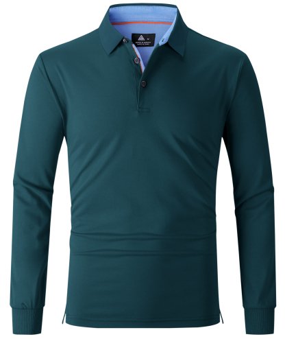 ZITY Men's Button Up Dri Fit Long Sleeve Polo Shirt-CFMPO00095