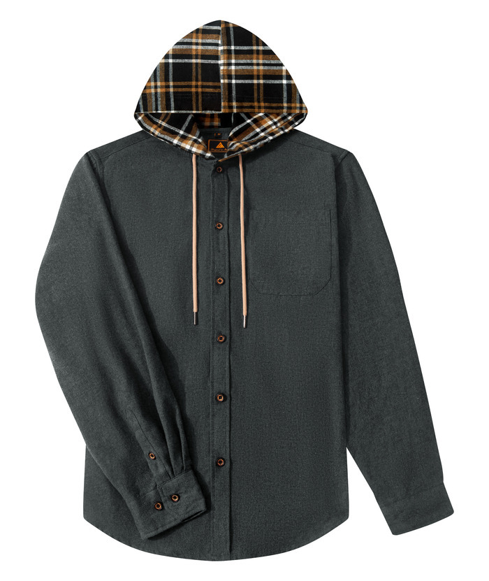 ZITY Men's Button Up Plaid Flannel Hoodie-ZPK007043 | Zitysports