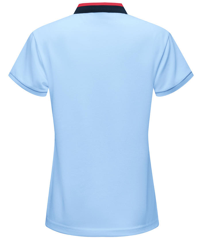 Sky blue solid color polo shirt - Athletic casual fit for women