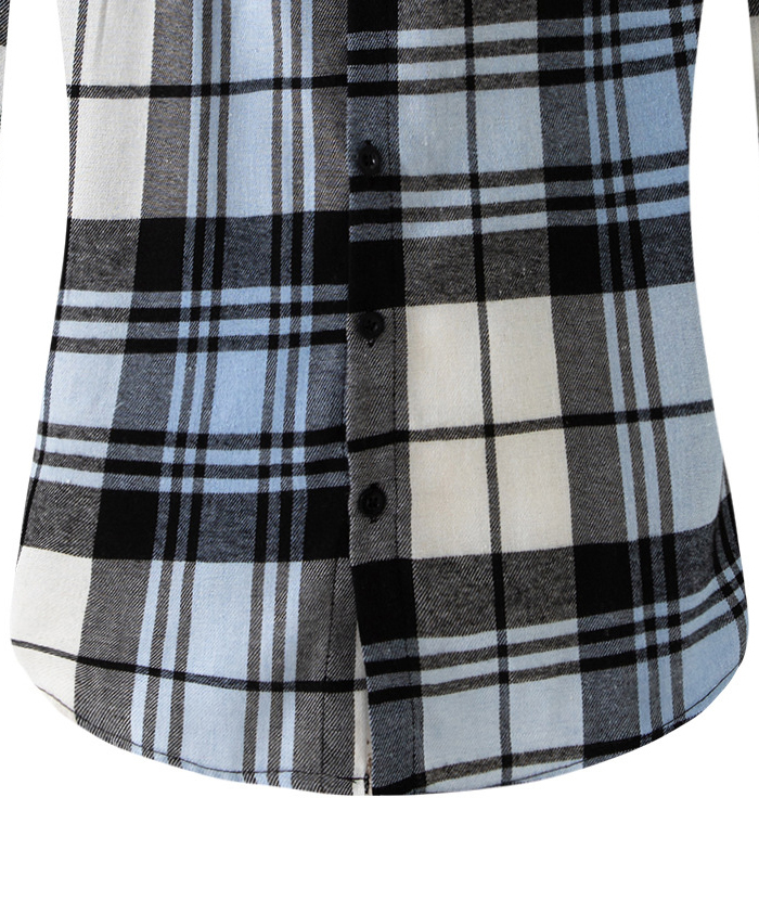 Men's Flannel Drawstring Hooded Plaid Shirt-DUMLT05801