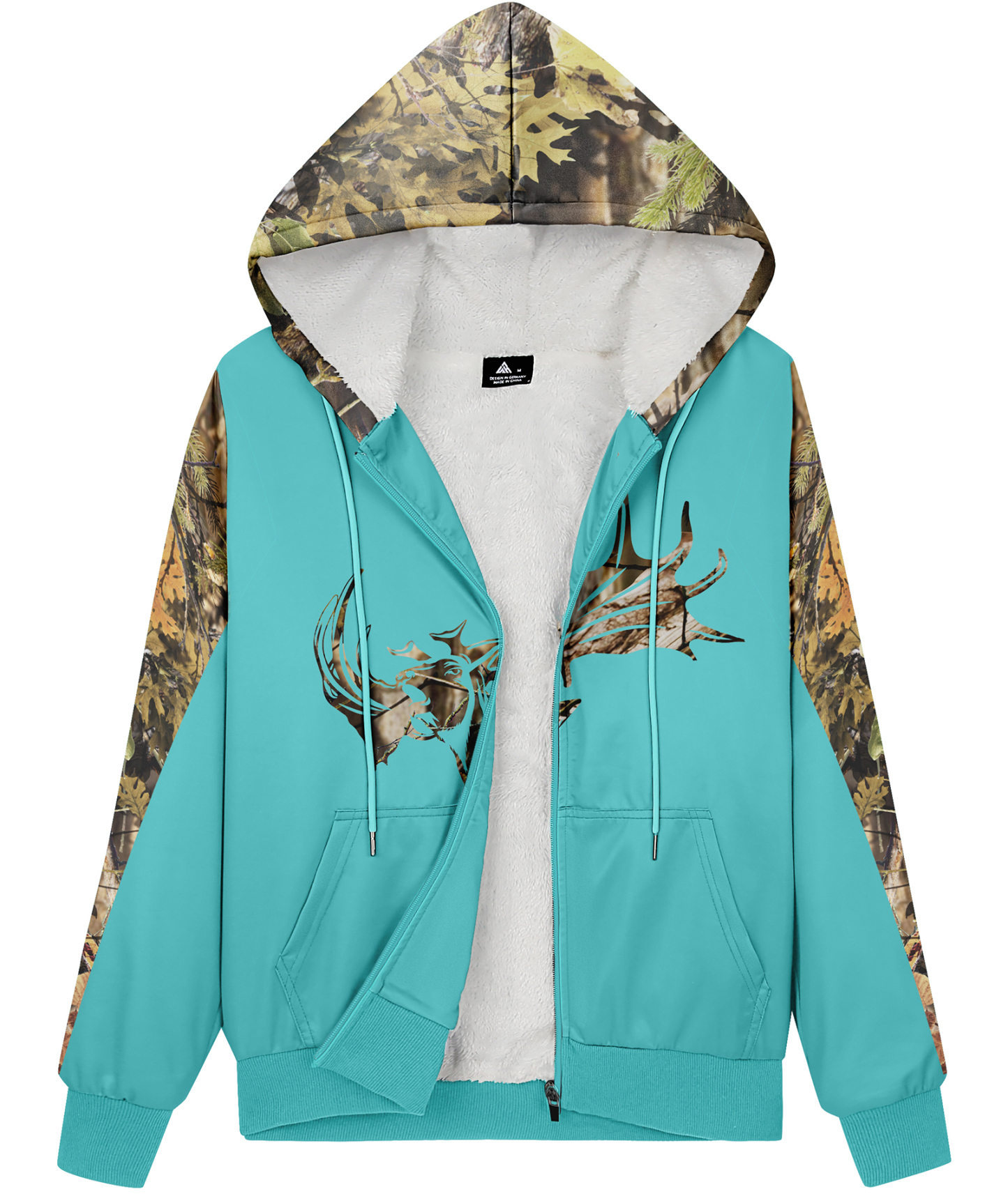 ZITY Women's Full Zipper Printed Fleece Hoodie-CUWFH01531