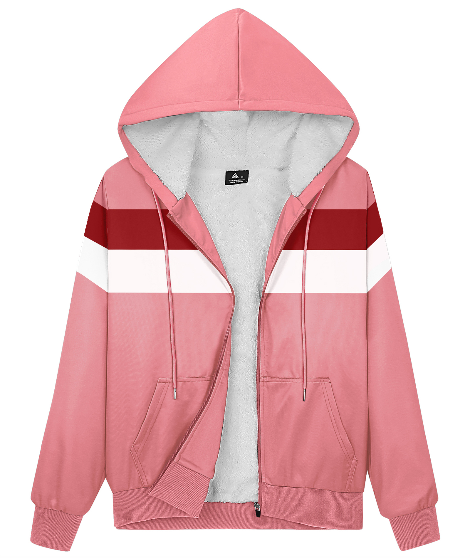 ZITY Women's Long Sleeve Color Block Warm Fleece Hoodie-CUWFH01395