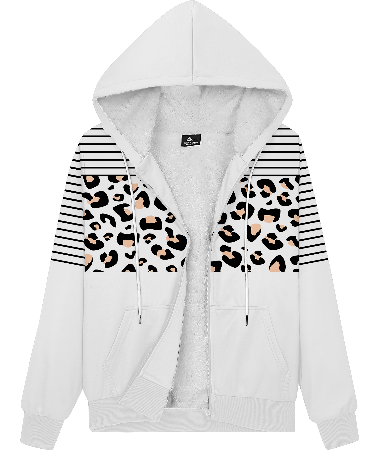 ZITY Women's Leopard Print Fleece Hoodie-CUWFH01526