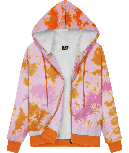 ZITY Women's Tie Dye Full Zipper Fleece Hoodie-CUWFH01516