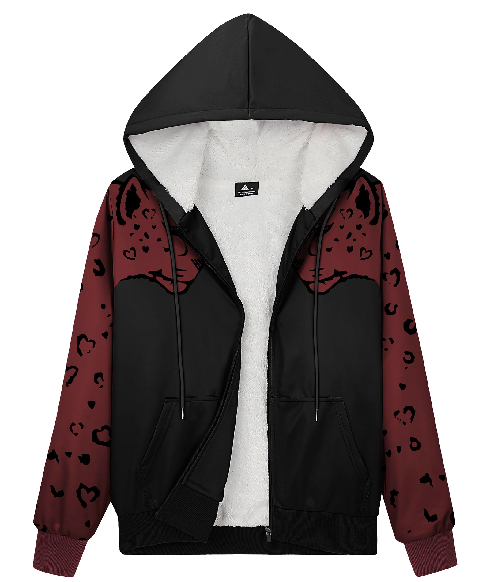 ZITY Women's Leopard Print Long Sleeve Fleece Hoodie-CUWFH01055