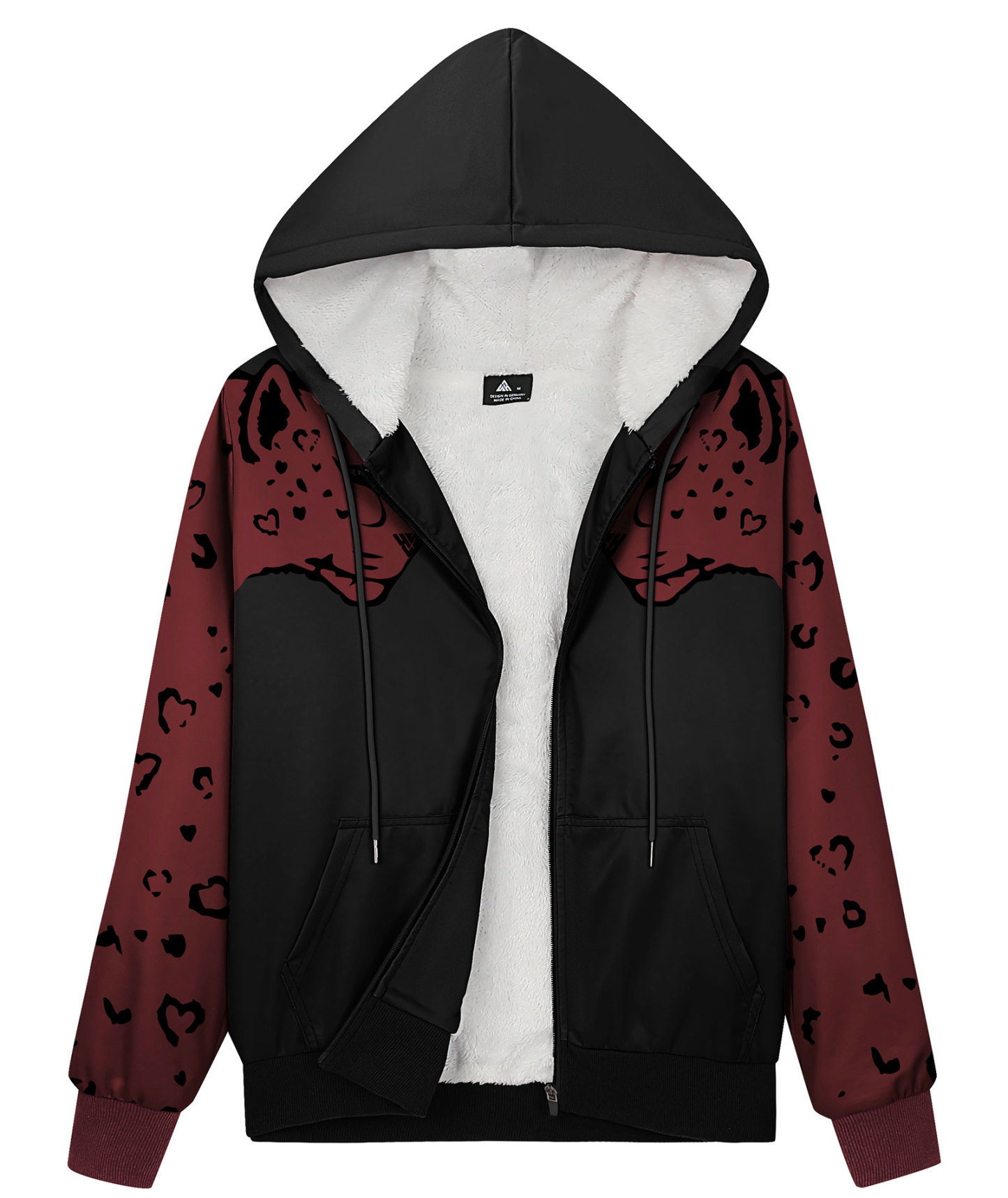 ZITY Women's Leopard Print Long Sleeve Fleece Hoodie-CUWFH01055