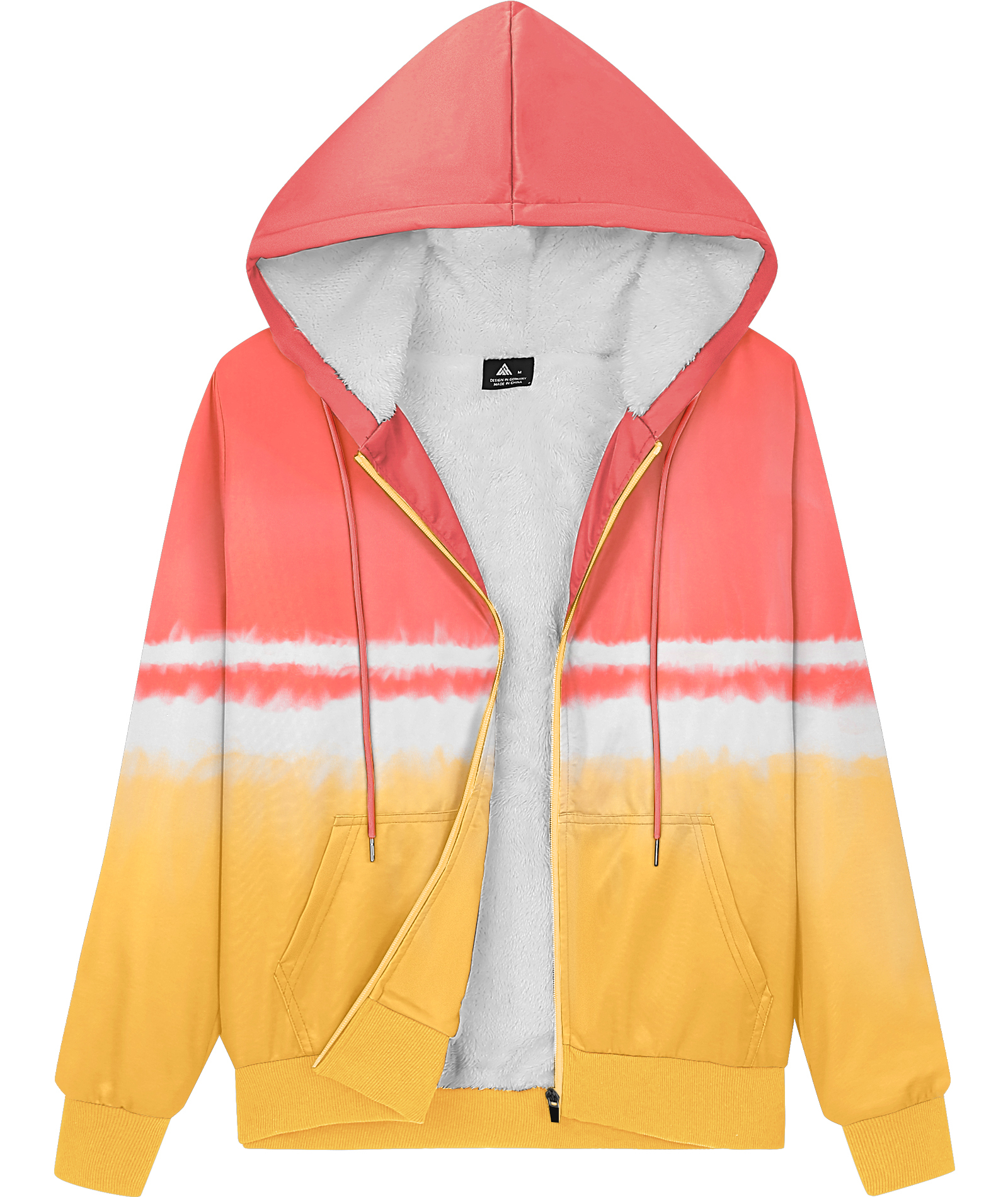 ZITY Women's Full Zipper Contrast Color Fleece Hoodie-CUWFH01520