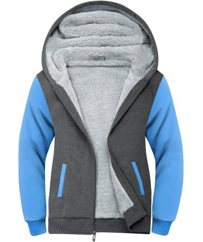 ZITY Men's Full Zip Up Contrast Color Fleece Hoodie-zity1712