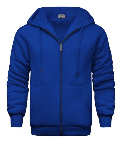 Men's Blue Zip-Up Fleece Lined Essential Hoodie Jacket | Zitysports