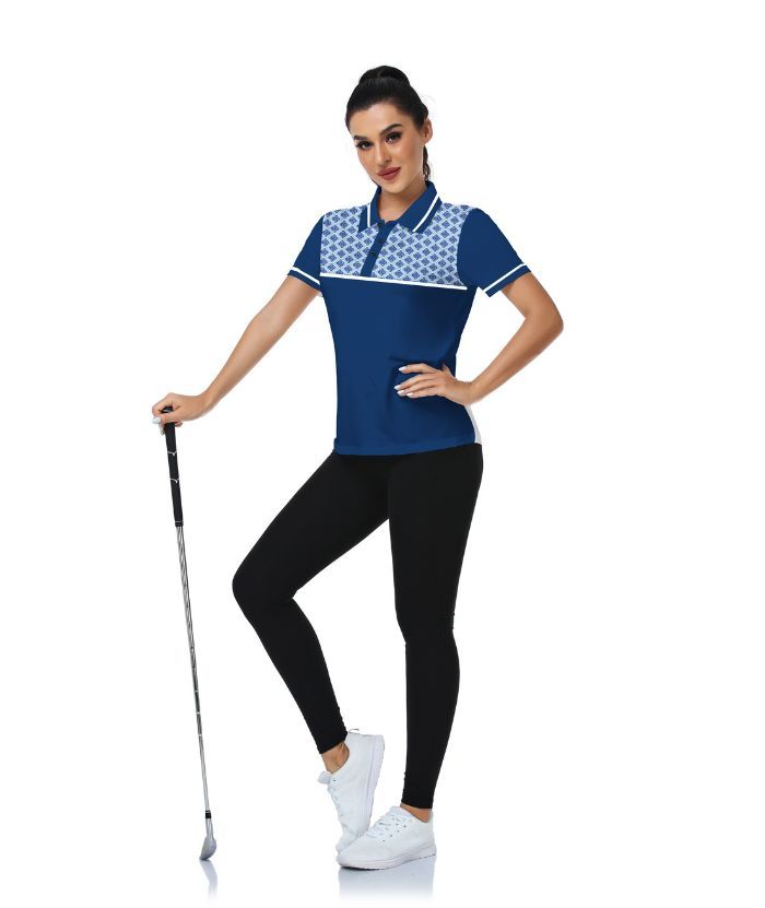 ZITY Women's Navy Blue Slim Fit Golf Polo Shirt-CUWPO01352