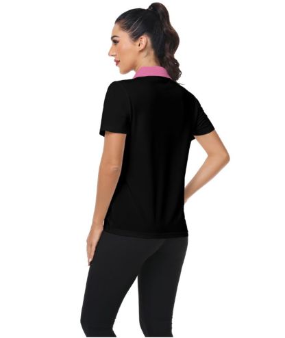 ZITY Women's Black Slim Fit Golf Polo Shirt-CUWPO01336