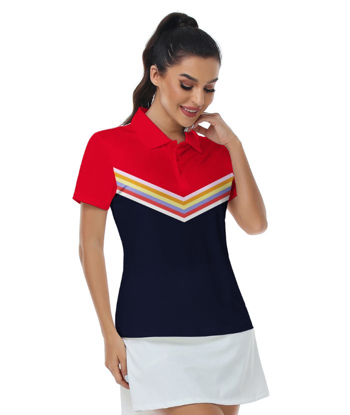 ZITY Women's Dri Fit Red Golf Polo Shirt-CUWPO01576