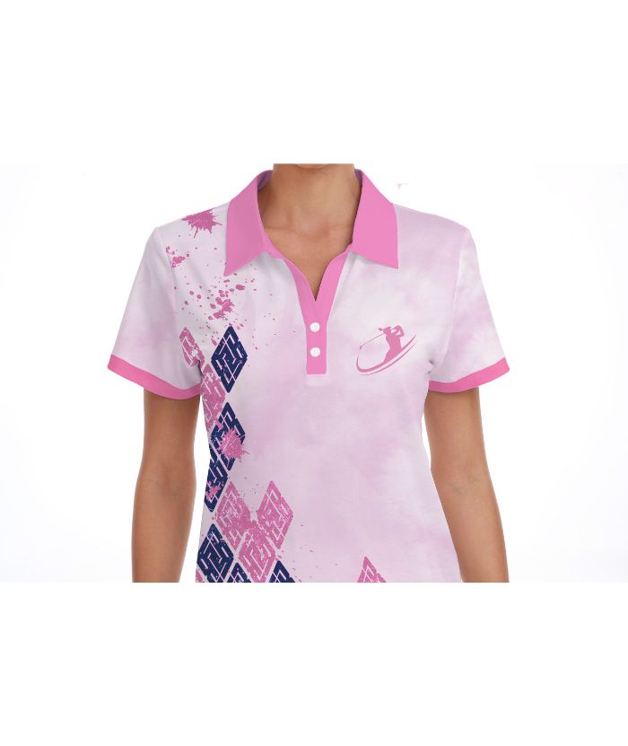 ZITY Women's Casual Pink Dri Fit Golf Polo Shirt-CUWPO01561