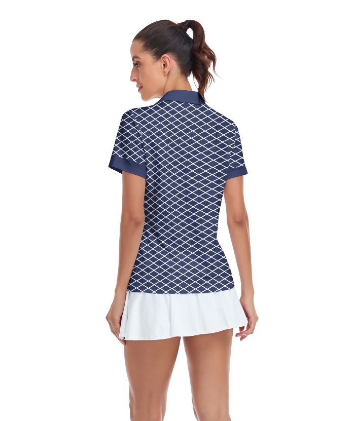 ZITY Women's Dri Fit Geometric Pattern Golf Polo Shirt-CUWPO01565