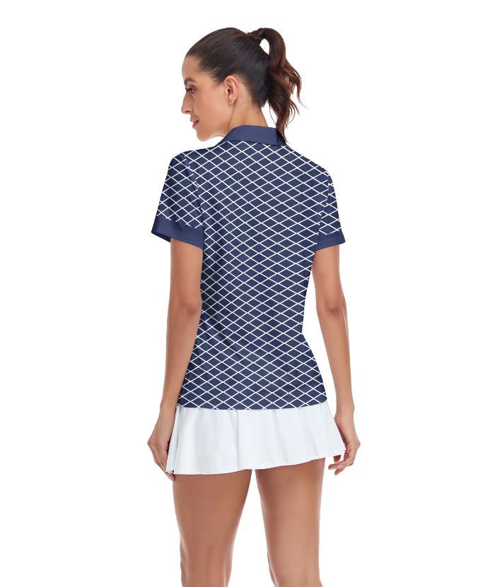 ZITY Women's Dri Fit Geometric Pattern Golf Polo Shirt-CUWPO01565