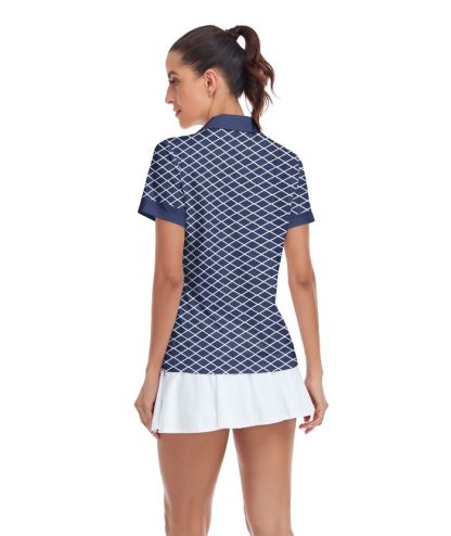 ZITY Women's Dri Fit Geometric Pattern Golf Polo Shirt-CUWPO01565