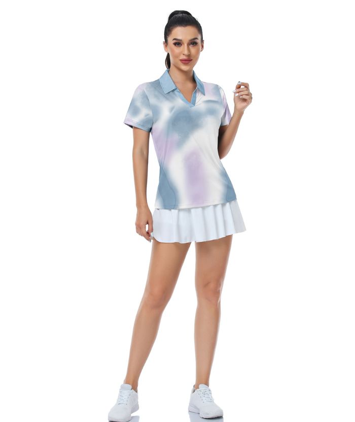 ZITY Women's Dri Fit V Neck Golf Polo Shirt-CUWPO01993