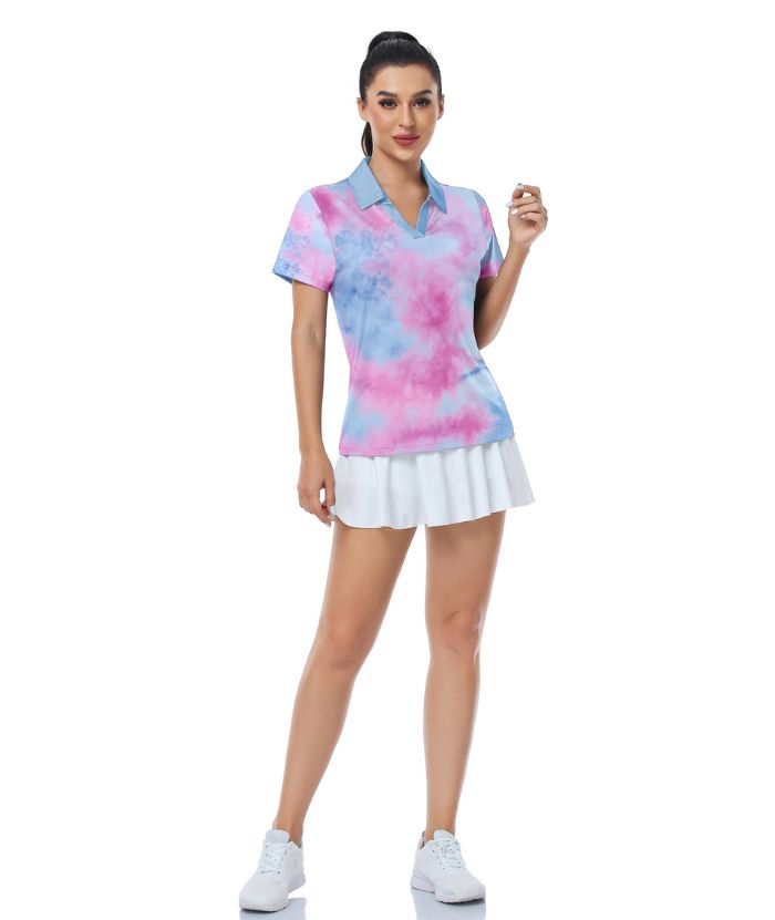 ZITY Women's Tie Dye print Dri fit Golf Polo Shirt-CUWPO01994