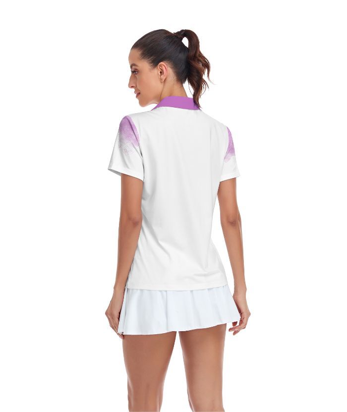 ZITY Women's Flower Print Dri Fit Golf Polo Shirt-CUWPO01568