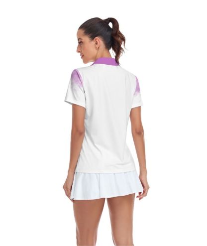 ZITY Women's Flower Print Dri Fit Golf Polo Shirt-CUWPO01568
