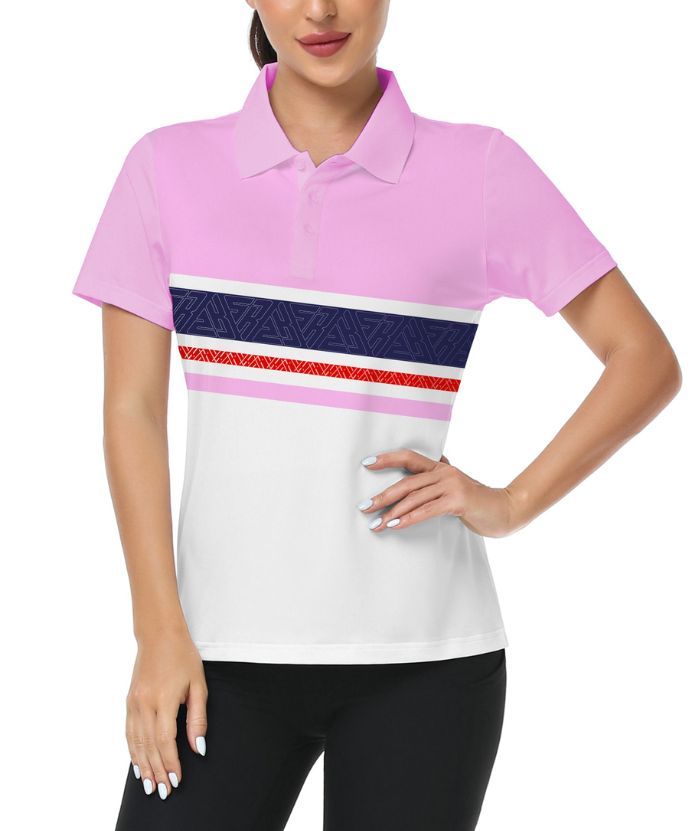 ZITY Women's Dri Fit Striped Golf Polo Shirt-CUWPO01573
