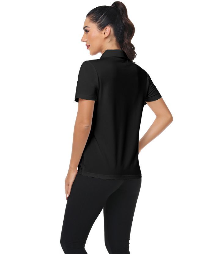ZITY Women's Black Dri Fit Sports Polo Shirt-CUWPO01575