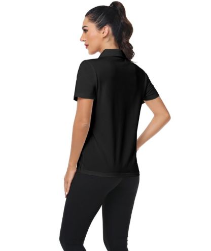 ZITY Women's Black Dri Fit Sports Polo Shirt-CUWPO01575
