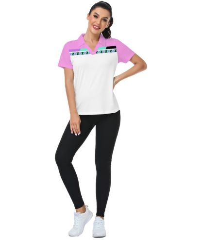 ZITY Women's Dri Fit V Neck Casual Golf Polo Shirt-CUWPO01577
