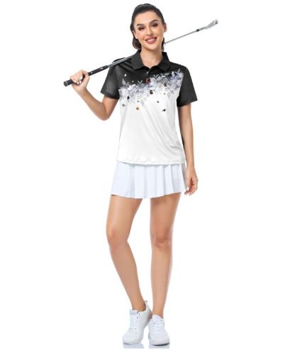 ZITY Women's Dri Fit Button Up Golf Polo Shirt-CUWPO02014