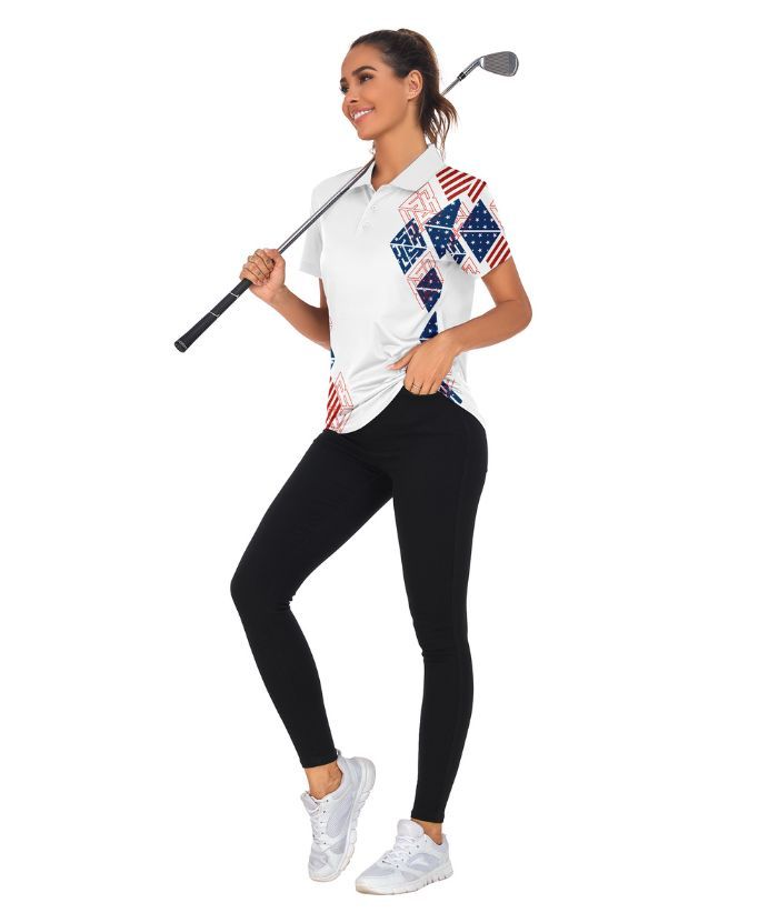 ZITY Women's Flag Theme Dri Fit Golf Polo Shirt-CUWPO02324