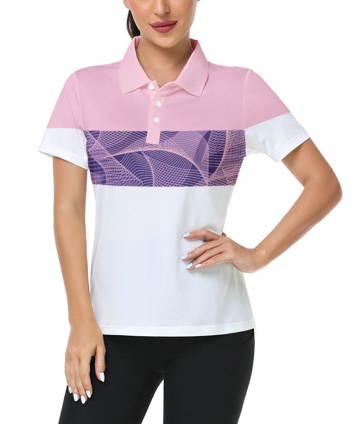 ZITY Women's Casual Printed Dri Fit Golf Polo Shirt-CUWPO02414