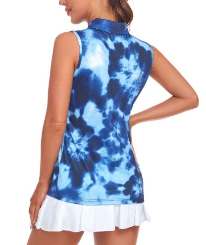 ZITY Women's Button Up Sleeveless Dri Fit Golf Polo Shirt-CUWBP02216