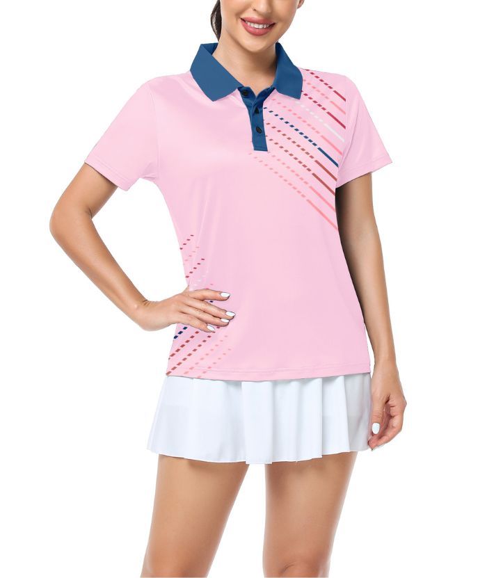 ZITY Women's Dashed Lines Dri Fit Golf Polo Shirt-CUWPO02415