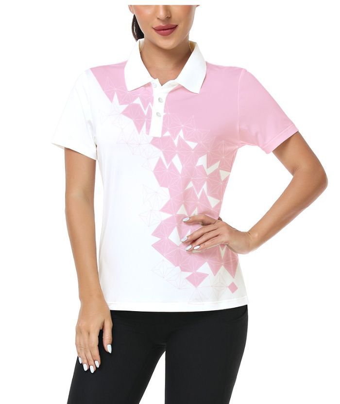 ZITY Women's Dri Fit Geometric Design Golf Polo Shirt-CUWPO02417