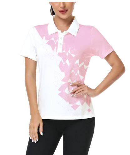 ZITY Women's Dri Fit Geometric Design Golf Polo Shirt-CUWPO02417