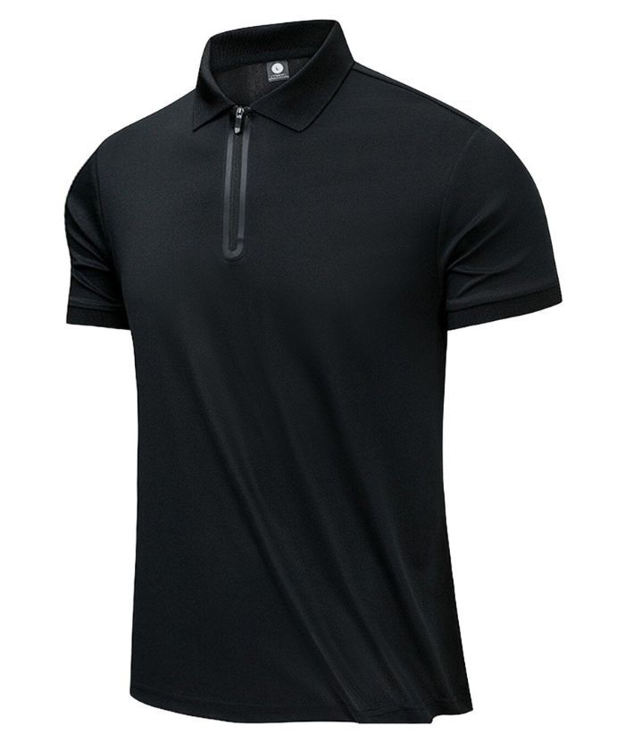 ZITY Men's Casual Slim Fit Quarter Zip Polo Shirt-8337