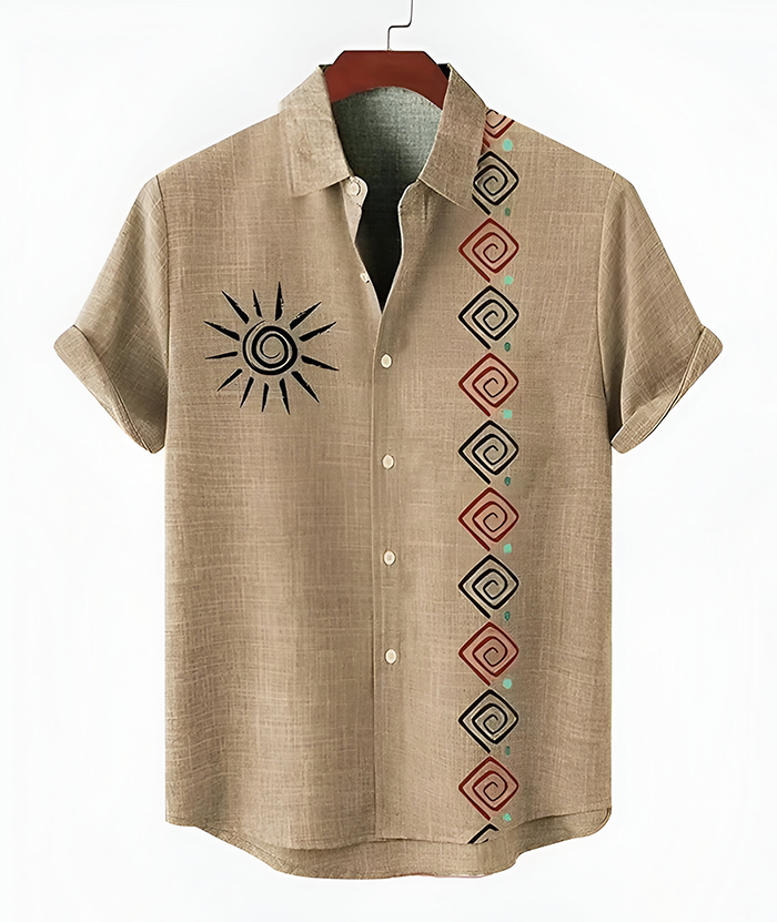 ZITY Men's Casual Summer Hawaiian Tribal Patterns Shirt